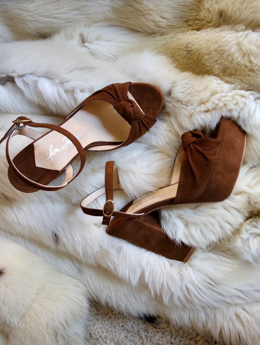 Macarena Chocolate Brown Kid Suede Platform – Isa Tapia